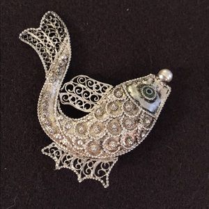 Vintage Sterling Topazio Fish Brooch